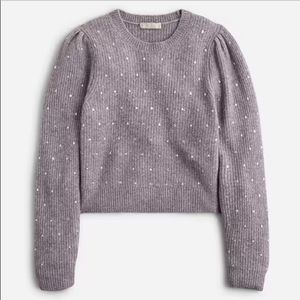NWT J. Crew Puff-sleeve rhinestone sweater in Supersoft yarn